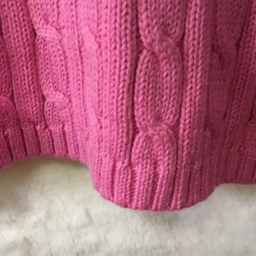 Ralph Lauren Girl Pink Cable Knit V-Neck Dress